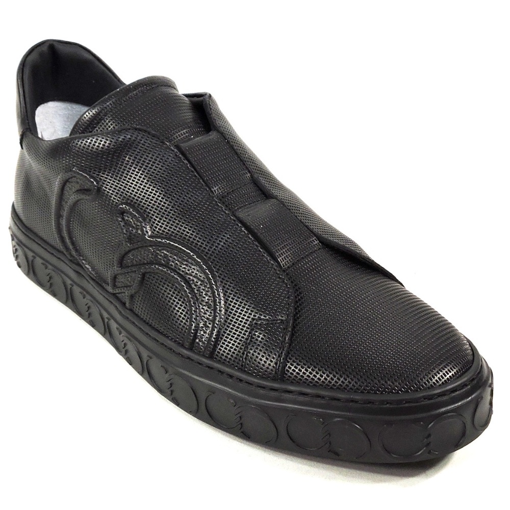 CASADEI 🇮🇹 MENS BLACK LEATHER COMFORT FASHION SUMMER SNEAKERS
